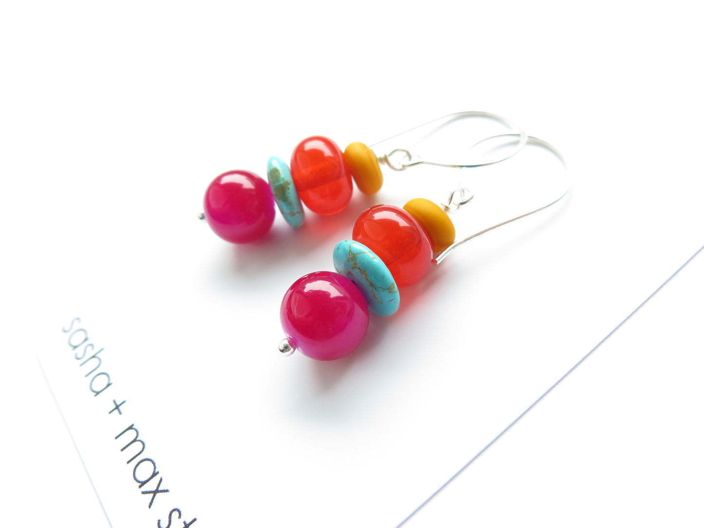 Sunset shades glass beaded drop earrings