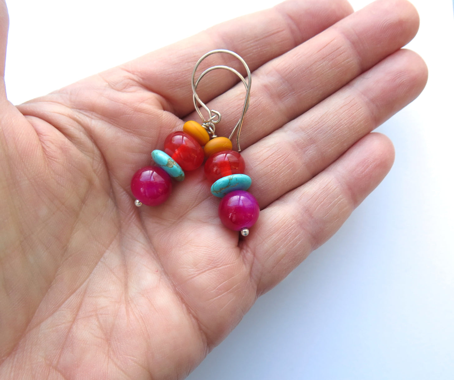 Sunset shades glass beaded drop earrings
