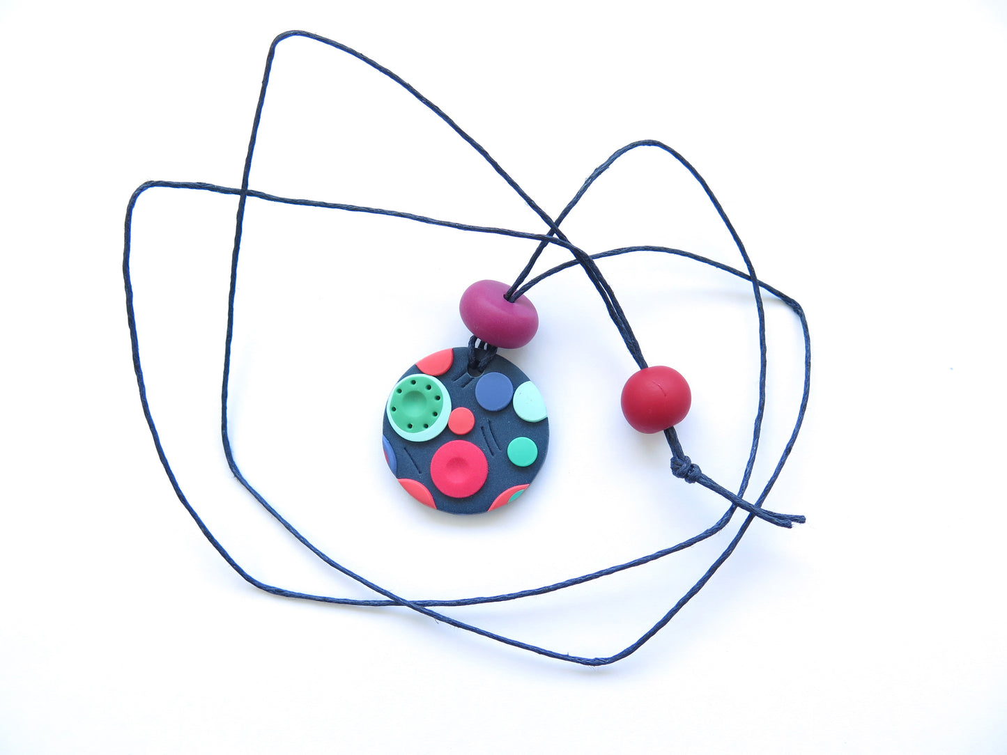 Dots Pendant Polymer Clay Necklace - small