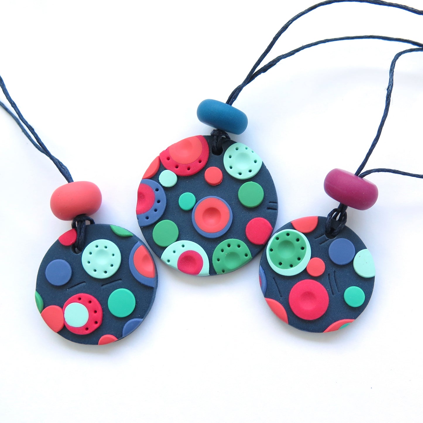 Dots Pendant Polymer Clay Necklace - small
