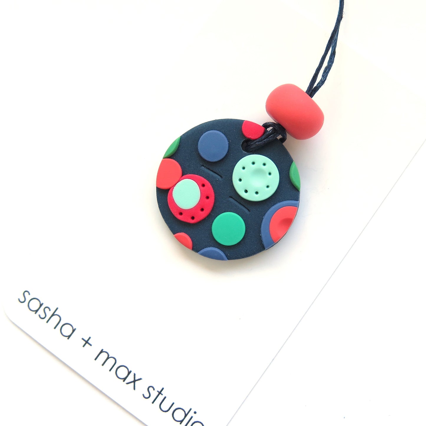 Dots Pendant Polymer Clay Necklace - mid