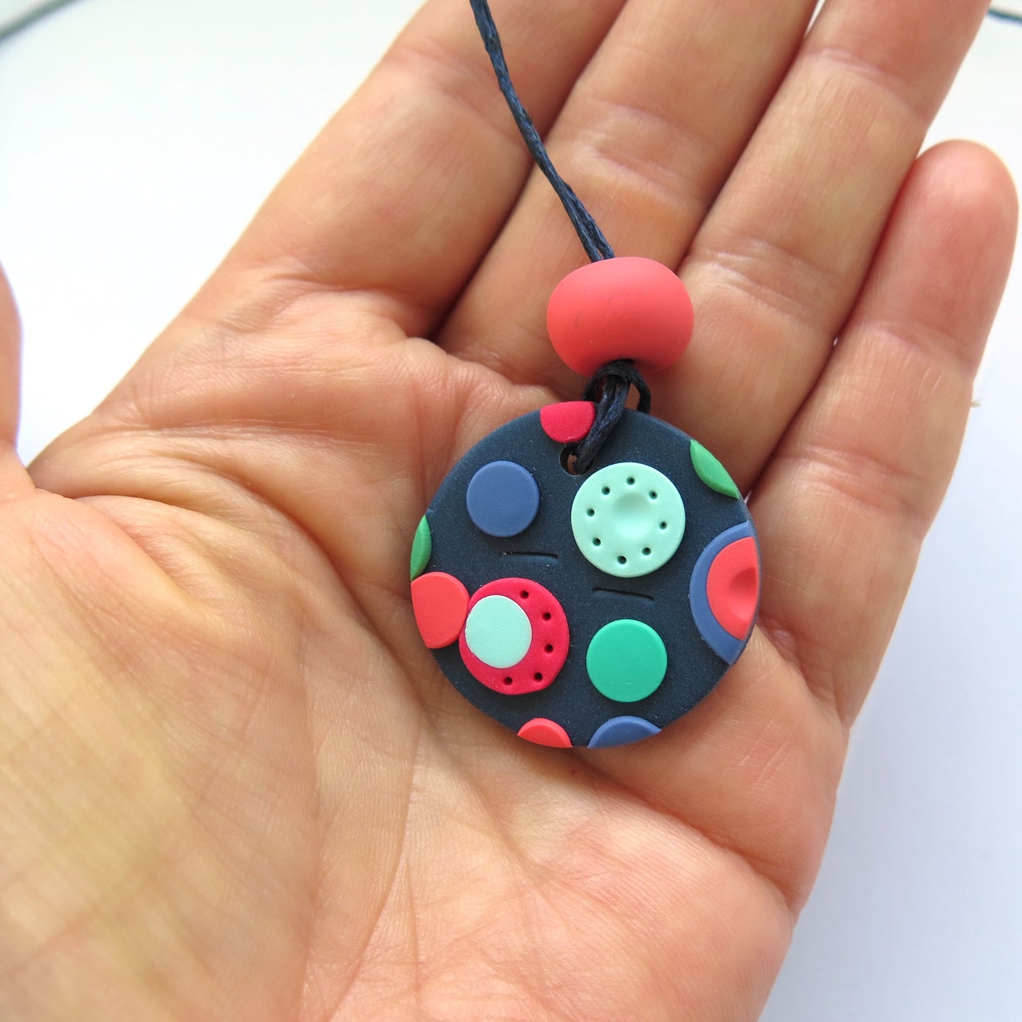 Dots Pendant Polymer Clay Necklace - mid
