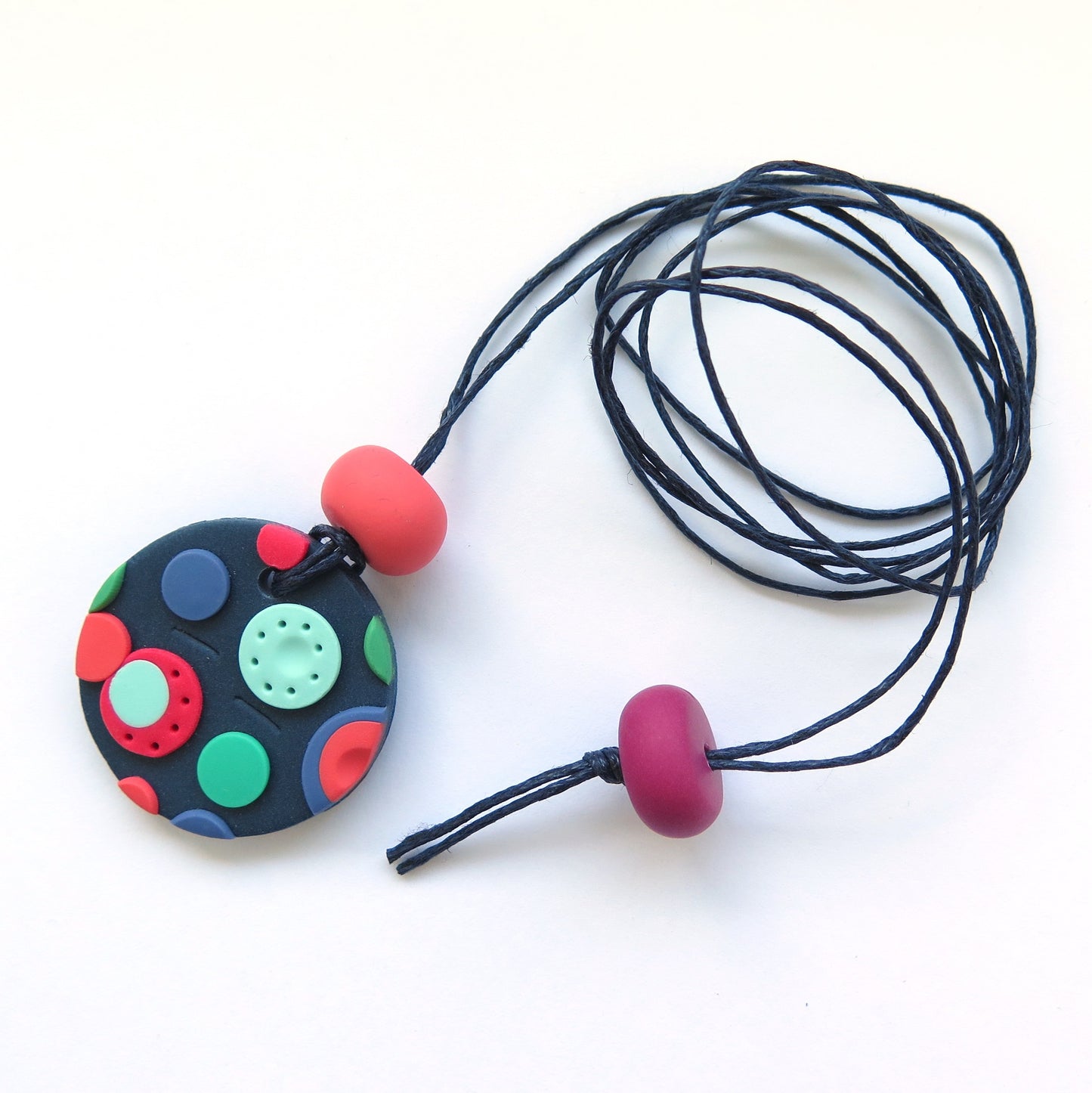 Dots Pendant Polymer Clay Necklace - mid