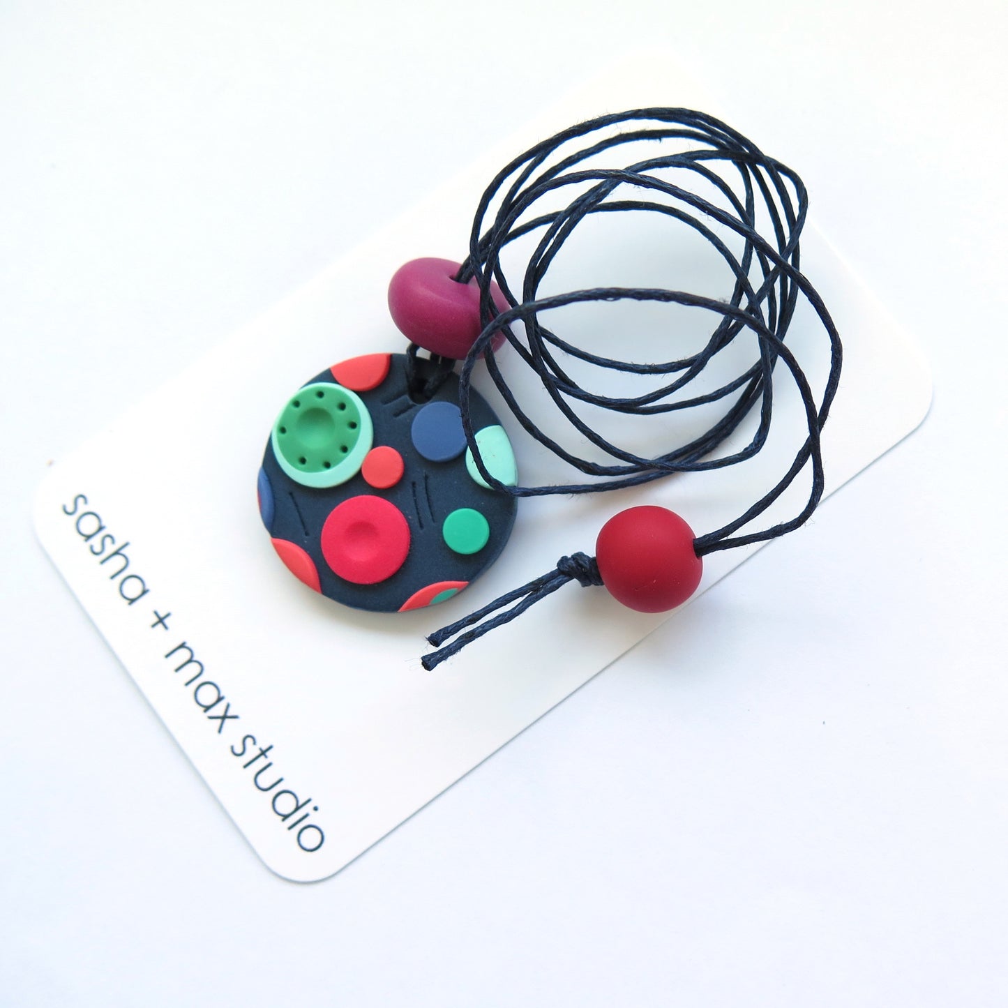 Dots Pendant Polymer Clay Necklace - small