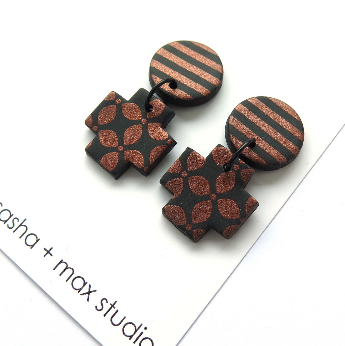 Metallics Statement Earrings - copper cross