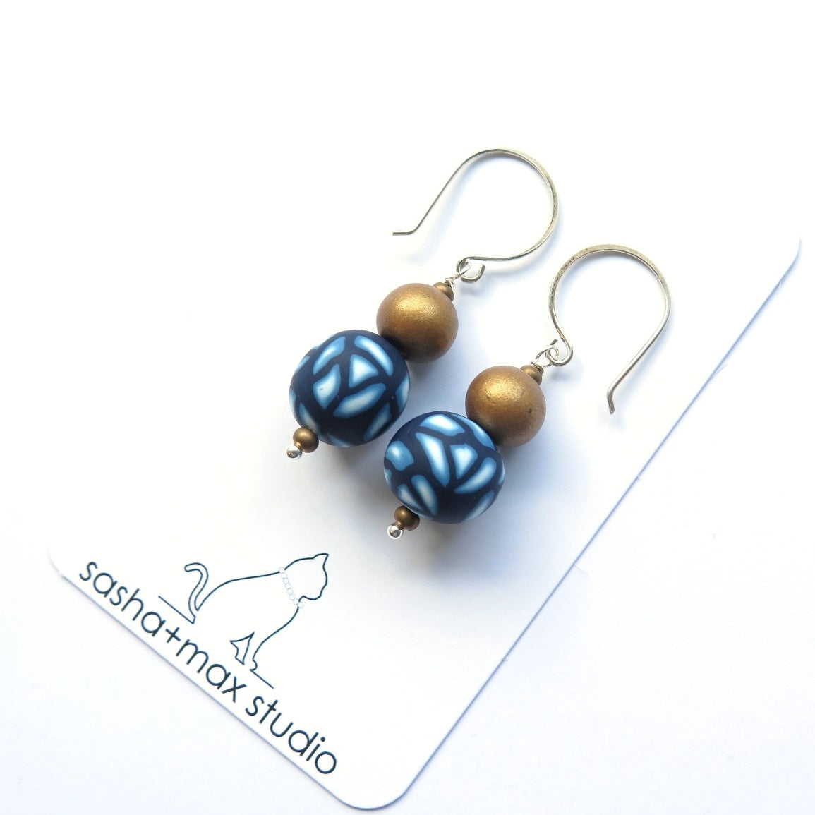 Navy Rose drop earrings