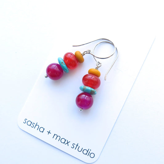 Sunset shades glass beaded drop earrings