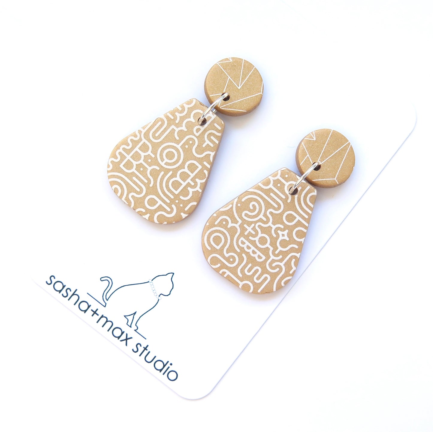 Gold Drop Statement Earrings - flat pear
