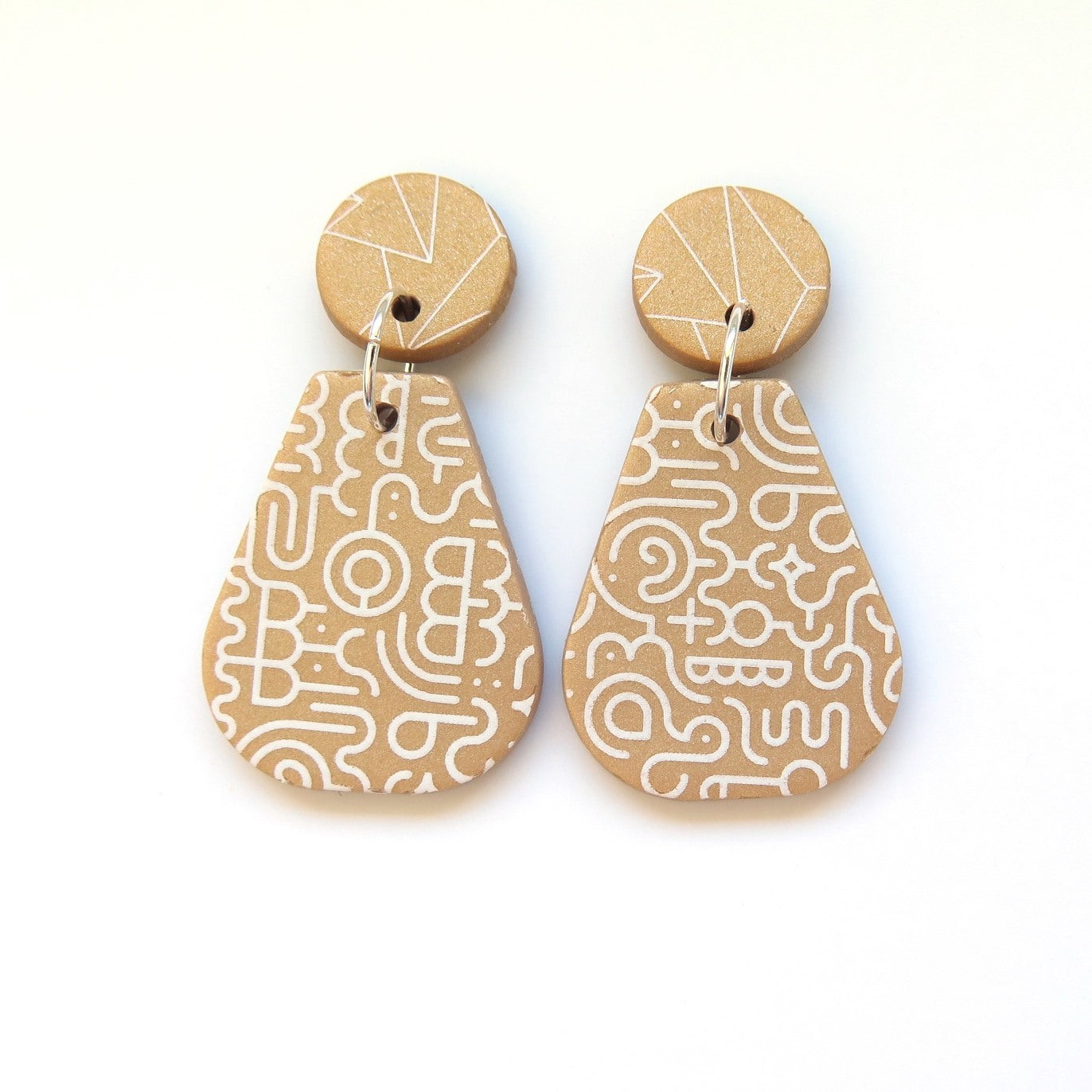 Gold Drop Statement Earrings - flat pear