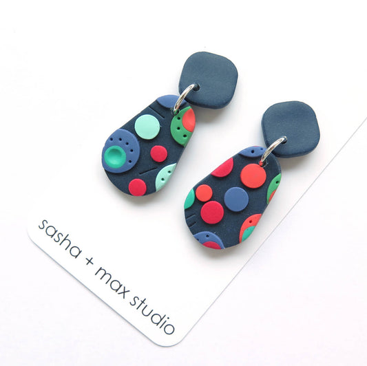 Dots multicolour earring - Pear and square