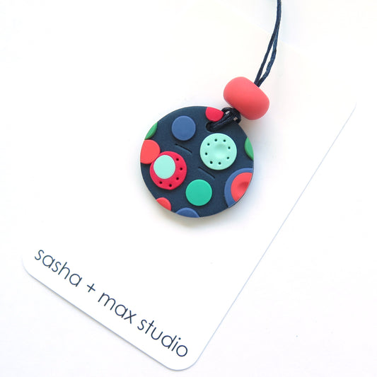 Dots Pendant Polymer Clay Necklace - mid