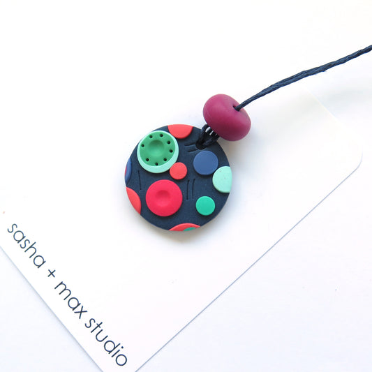 Dots Pendant  Polymer Clay Necklace - small