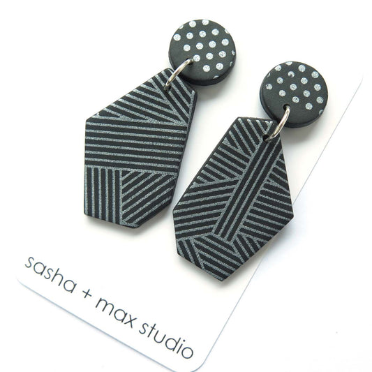 Metallics Statement Earrings - silver wedge