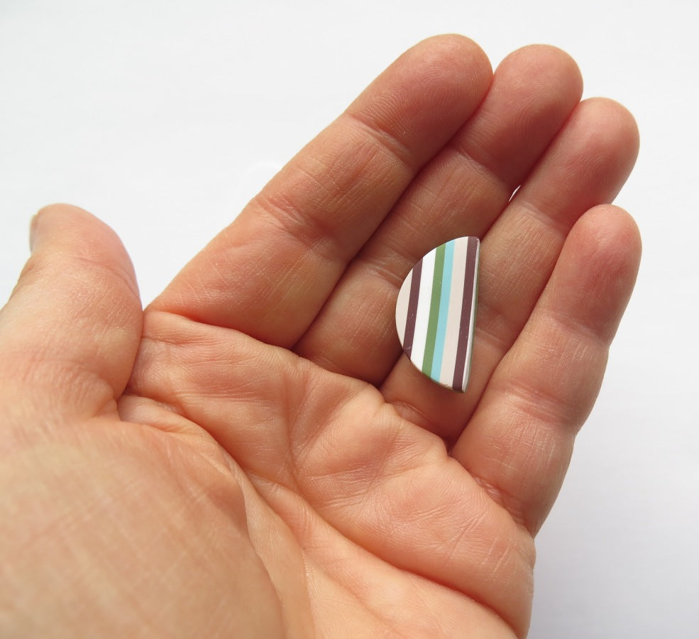 Stripealicious vertical mini half round statement earrings