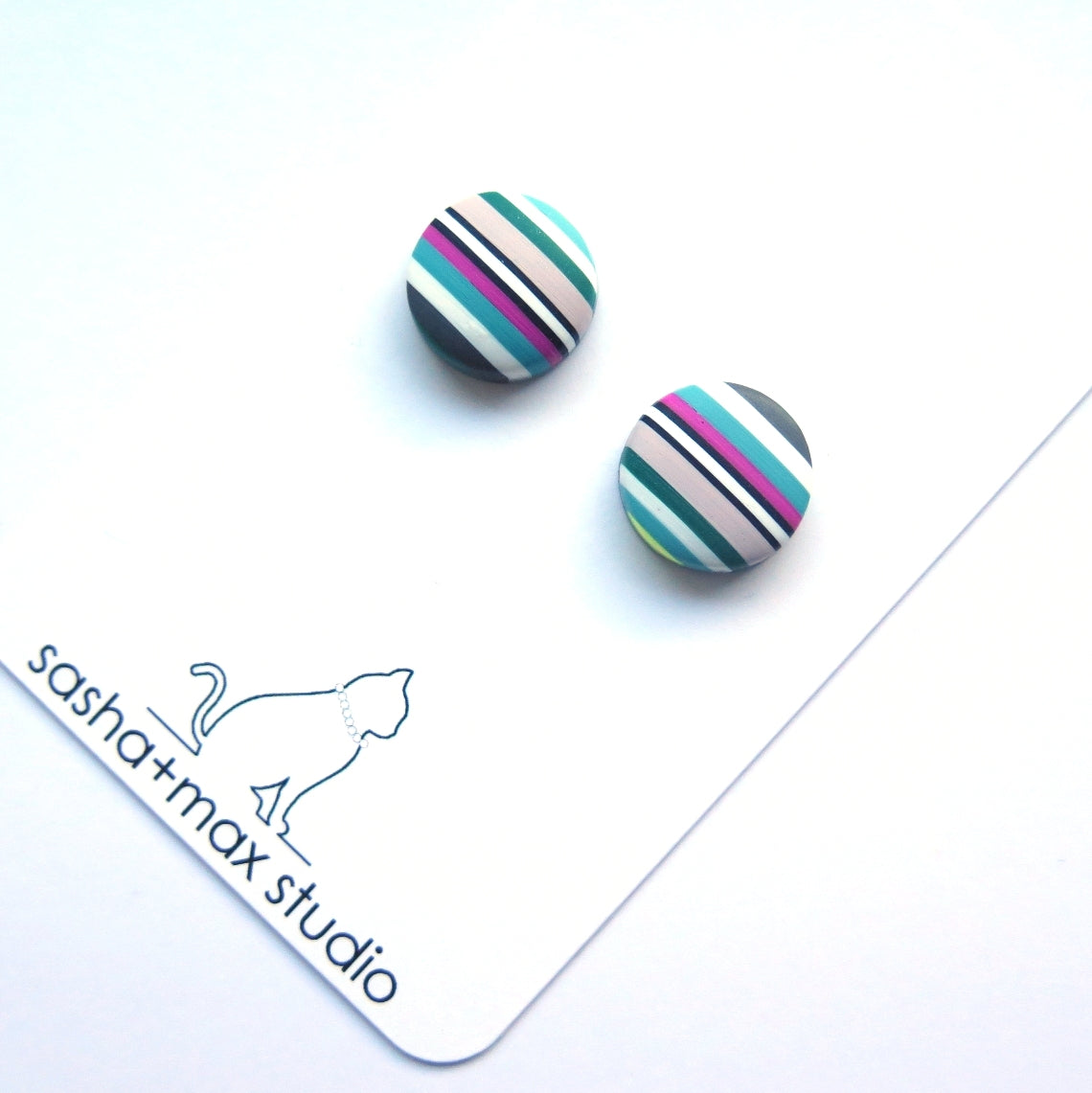 colourful striped stud earrings