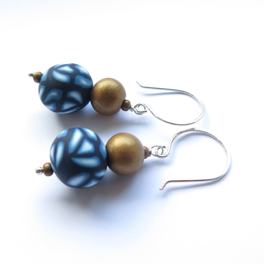 Navy Rose drop earrings